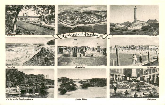 Norderney Nordseebad Kurhaus Fliegeraufnahme Leuchtturm Sturmflut Strandpartien