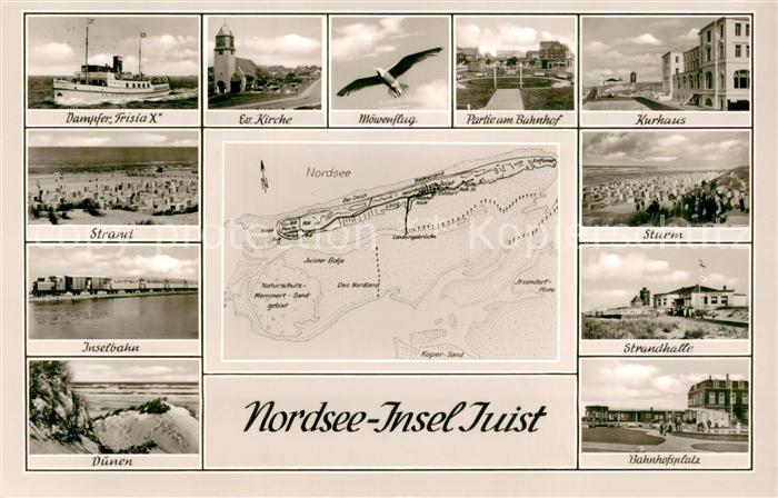 Juist Nordseebad Dampfer Frisia X Ev Kirche Bahnhof Kurhaus Strand Inselbahn Due