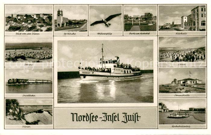 Juist Nordseebad Dampfer Frisia X Ev Kirche Bahnhof Kurhaus Strand Inselbahn Due