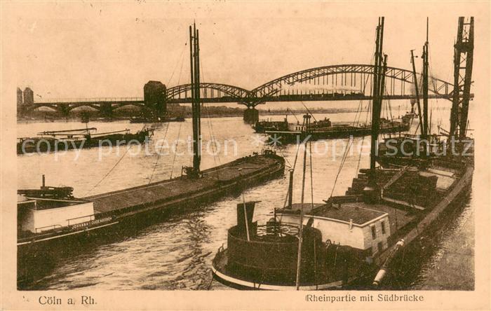 Coeln Rhein Rheinpartie mit Suedbruecke