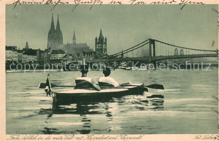 Koeln Rhein Klepperboot und Klepperzelt