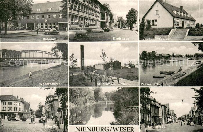 Nienburg Weser Bahnhof Kreishaus Jugendherberge Weserbruecke St Michael Kirche W