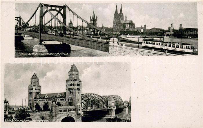Koeln Rhein Hindenburgbruecke Hohenzollernbruecke