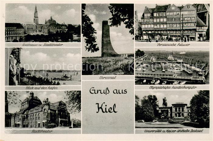 KIEL  CITY Rathaus Stadttheater Hafen Ehrenmal Persianische Haeuser Olympiahafen