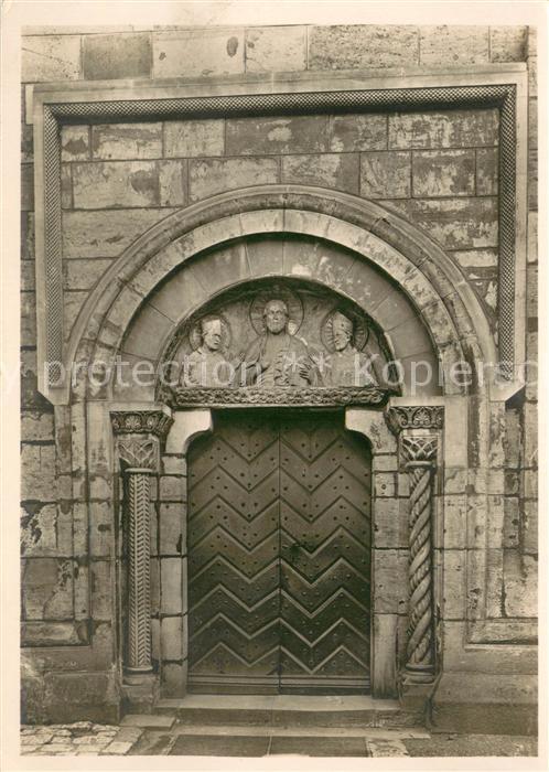 HILDESHEIM  CITY St Godehardskirche Portal am noerdl Querschiff mit Stuckrelief