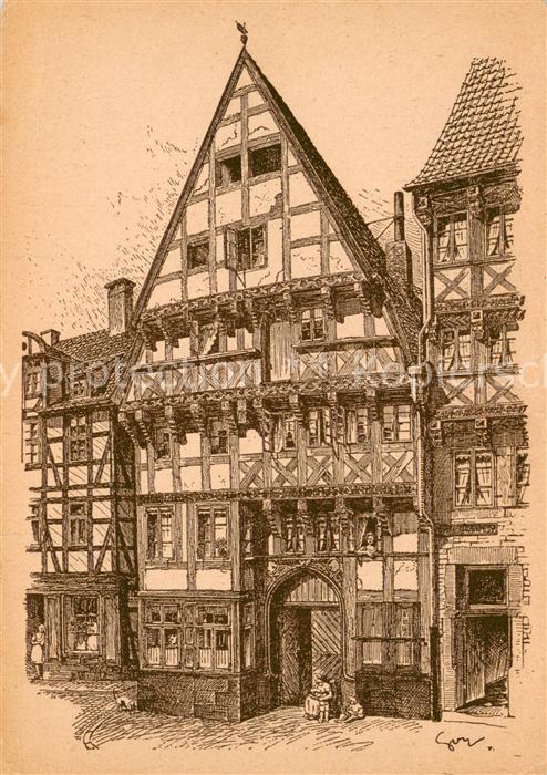 HANNOVER  CITY Fachwerkhaus Baudenkmal Kuenstlerkarte