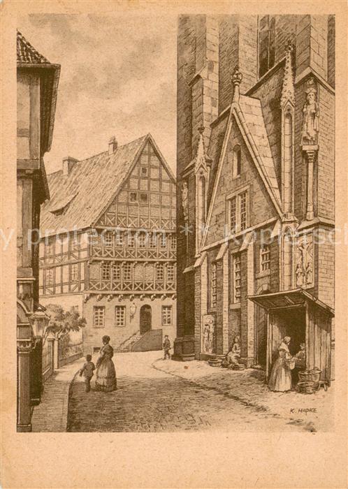 HANNOVER  CITY Marktkirchenportal und Hohe Schule um 1840