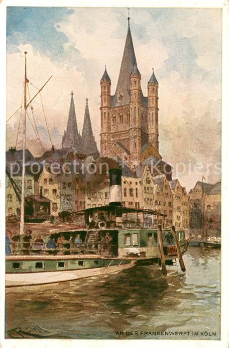 Koeln Rhein An der Frankenwerft Aquarell