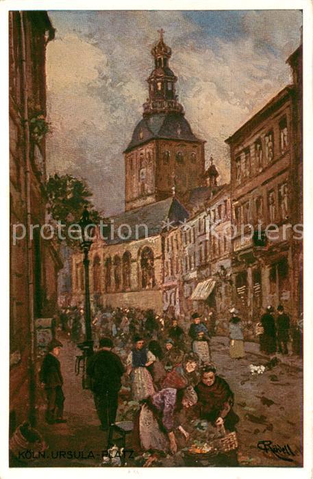 Koeln Rhein Der Ursula Platz Aquarell