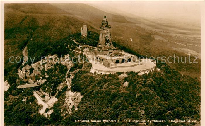 Bad Frankenhausen Denkmal Kaiser Wilhelm I Burgruine Kyffhaeuser Fliegeraufnahme