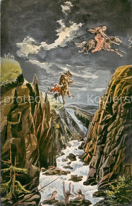 Thale Harz Sage von der Rosstrappe Kuenstlerkarte