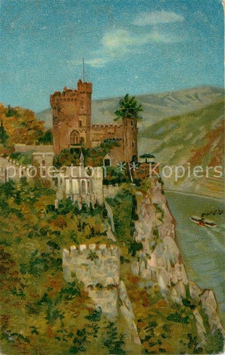 Trechtingshausen Burg Rheinstein Litho