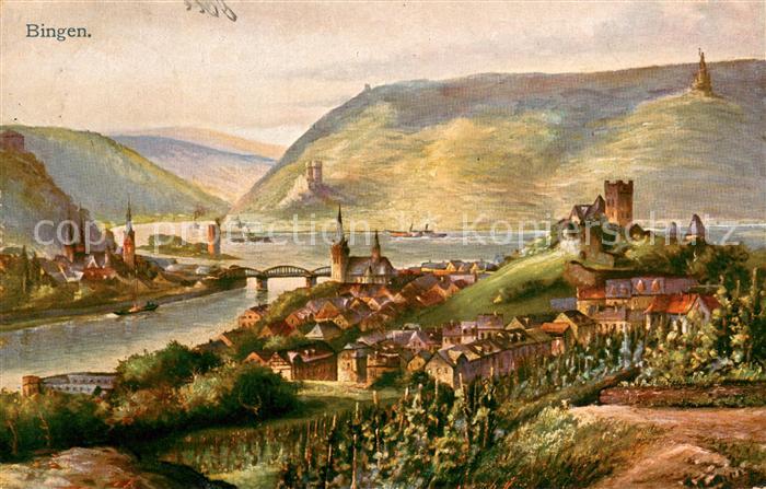 Bingen Rhein und Bingerbrueck Elisenhoehe Burg Klopp Nationaldenkmal Niederwald