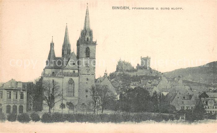 Bingen Rhein Pfarrkirche und Burg Klopp