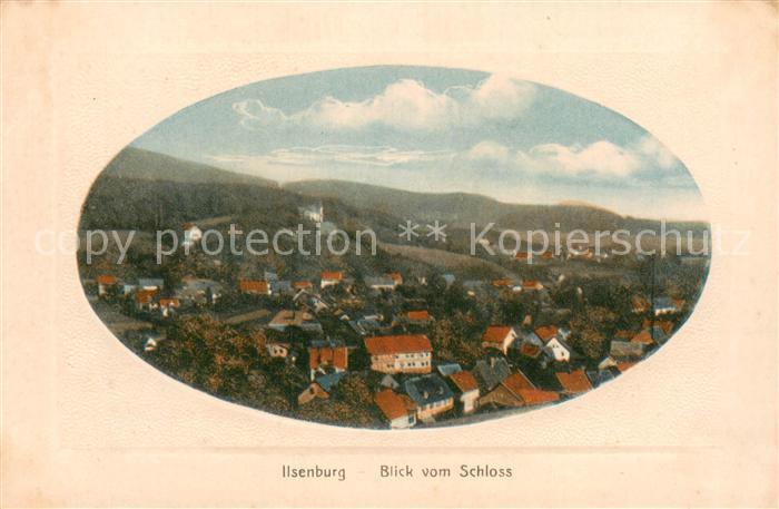 Ilsenburg Harz Panorama Blick vom Schloss Litho