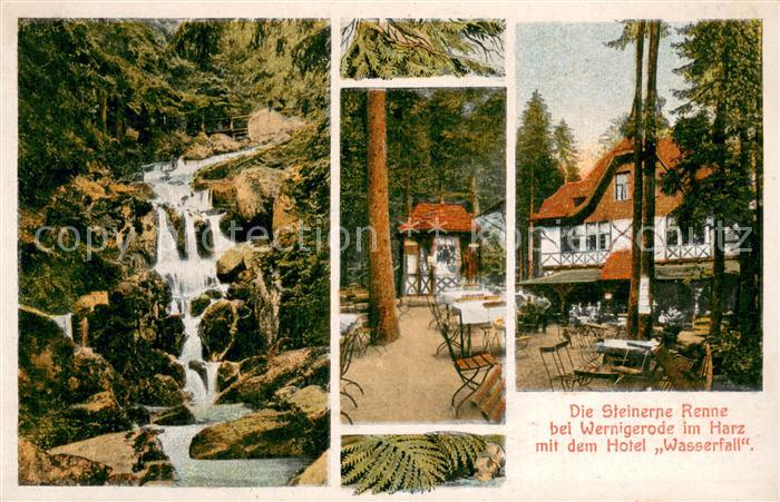 Hasserode Die Steinerne Renne mit Hotel Wasserfall