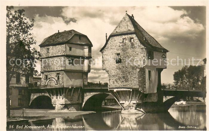 Bad Kreuznach Alte Brueckenhaeuser an der Nahe Seilerei Sattlerei Radium-Solbad