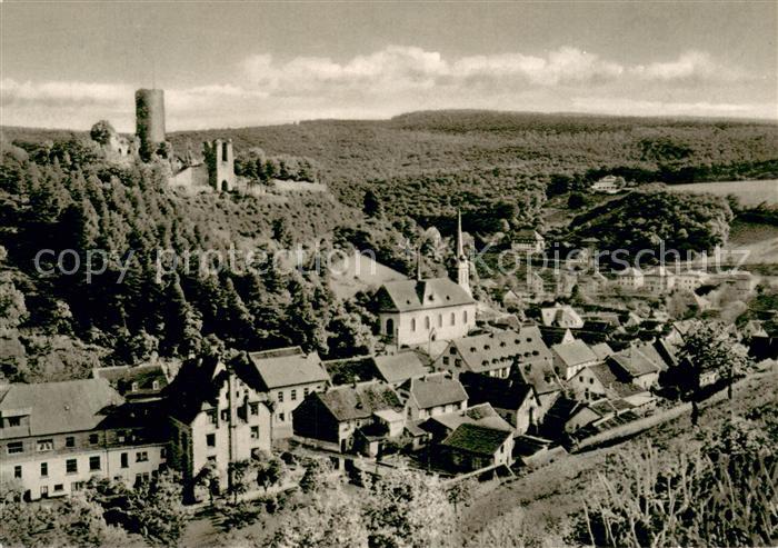 Stromberg Hunsrueck Panorama Luftkurort mit Fustenburg Krankenhaus Kirche