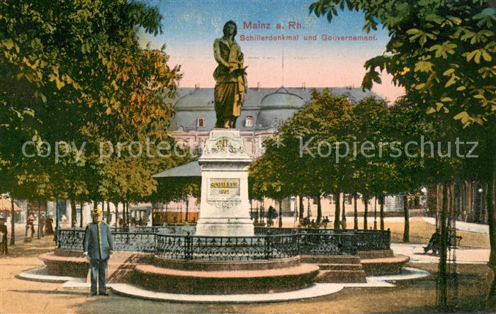 Mainz Rhein Schillerdenkmal und Gouvernement