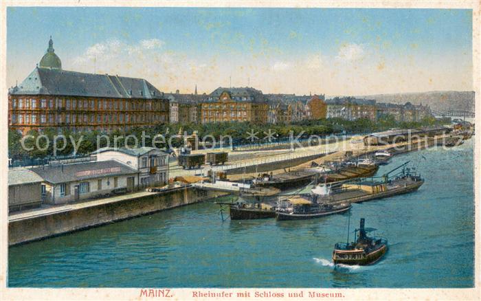 Mainz Rhein Rheinufer mit Schloss und Museum