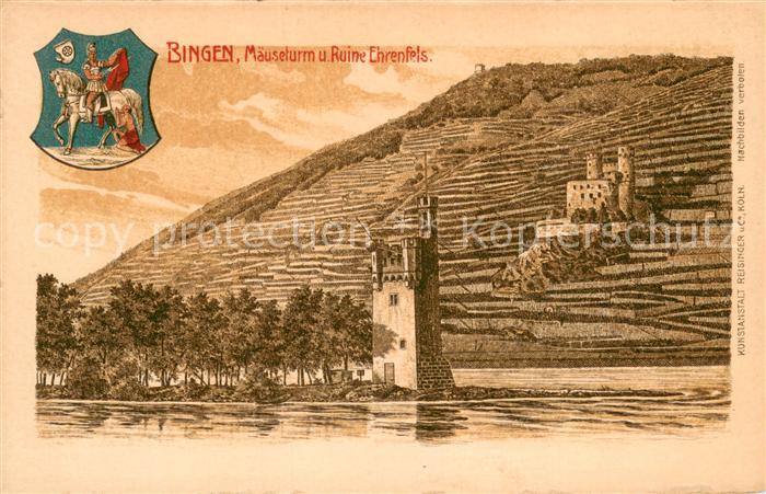 Bingen Rhein Maeuseturm und Ruine Ehrenfels
