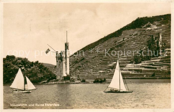 Bingen Rhein Maeuseturm und Ruine Ehrenfels