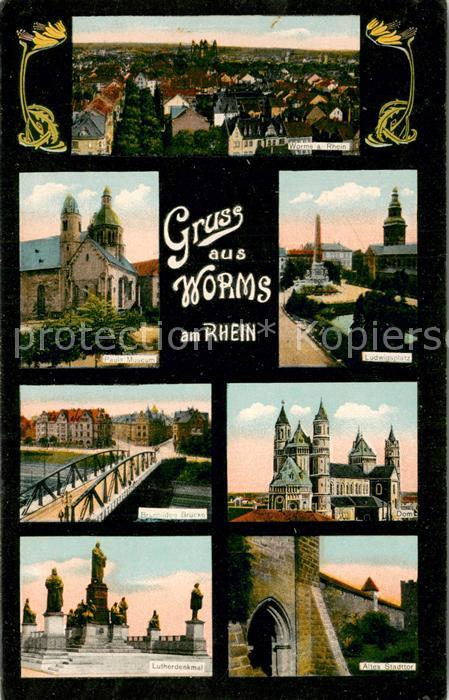 Worms Rhein Stadtblick Pauls Museum Brunhilden Bruecke Lutherdenkmal Altes Stadt