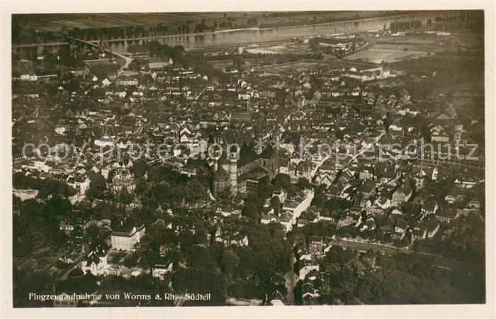 Worms Rhein Fliegeraufnahme