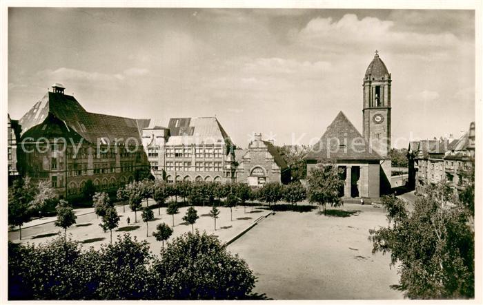 Worms Rhein Karlsplatz Eleonorenschule und Lutherkirche