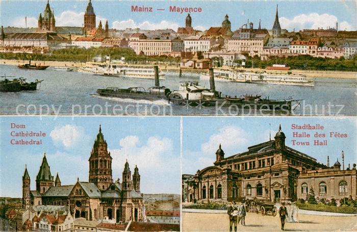 Mainz Rhein Panorama Dom Stadthalle