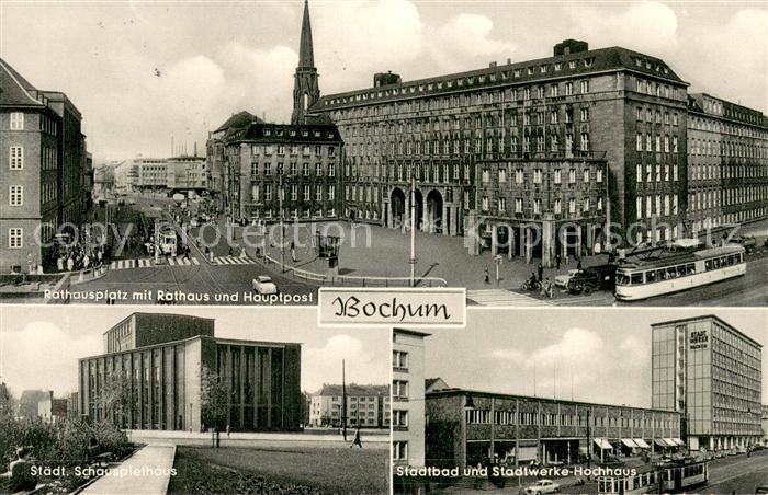 BOCHUM CITY Rathausplatz mit Rathaus und Hauptpost