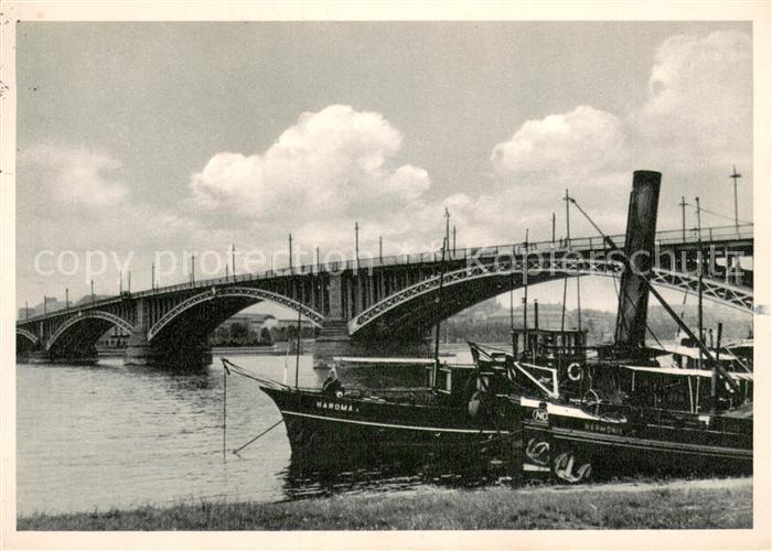 Mainz Rhein Rheinpartie an der Strassenbruecke