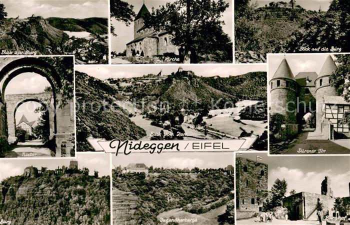 Nideggen Eifel Blick zur Burg Kirche Nixtor Blick vom Zerkall Duerener Tor Jugen