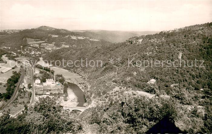 Nideggen Eifel Panorama Blick von der Burg Eisenbahn und Industriebetrieb
