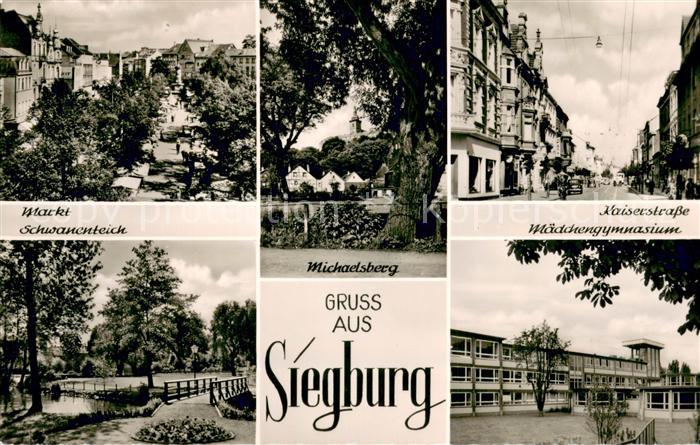 Siegburg Markt Schwanenteich Michaelsberg Kaiserstrasse Gymnasium