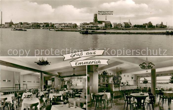 Emmerich Rhein Blick ueber den Rhein zur Stadt Restauration Zum goldenen Anker