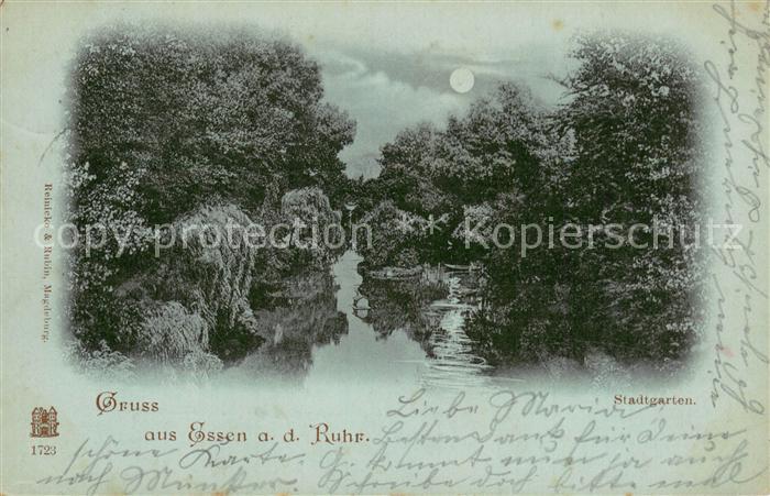 Essen Ruhr Stadtgarten im Mondschein Deutsche Reichspost