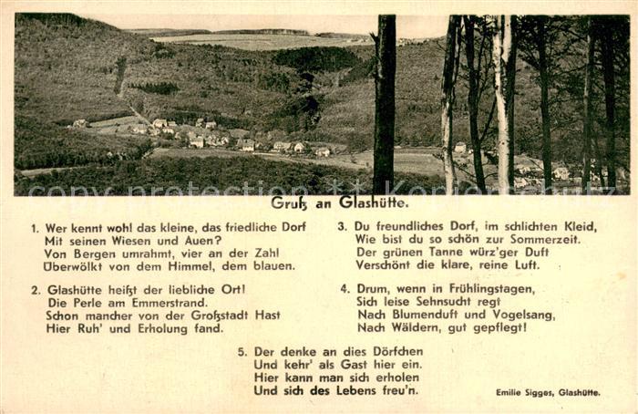 Glashuette Schieder Panorama Luftkurort Gedicht Emilie Sigges
