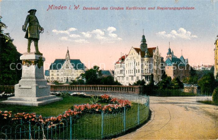 Minden Westfalen Denkmal des Grossen Kurfuersten und Regierungsgebaeude Feldpost