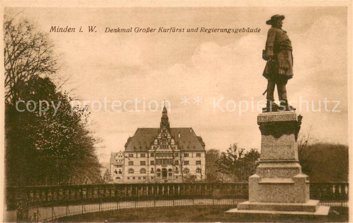 Minden Westfalen Denkmal Grosser Kurfuerst und Regierungsgebaeude