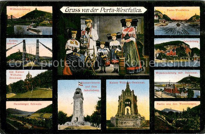 Porta Westfalica Bismarckturm Kaiser Wilhelm Denkmal Kettenbruecke Wittekindsber