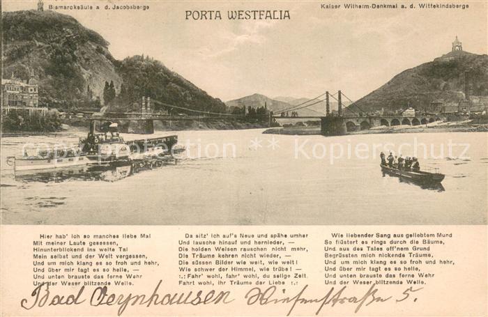 Porta Westfalica Raddampfer Weser Bruecke Bismarcksaeule Jacobsberg Kaiser Wilhe