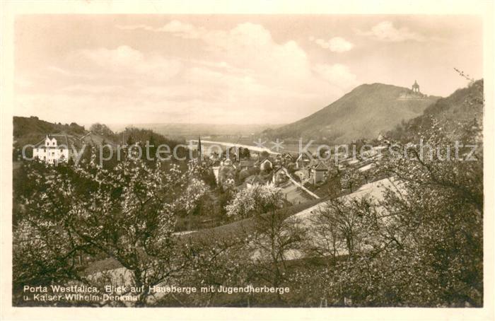 Porta Westfalica Panorama Blick auf Hausberge mit Jugendherberge