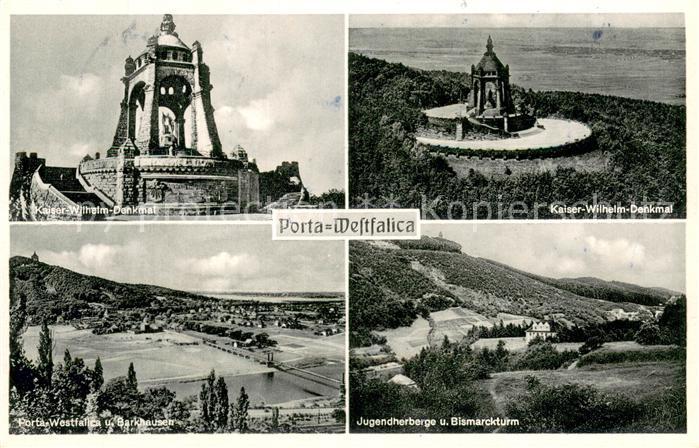 Porta Westfalica Kaiser Wilhelm Denkmal Fliegeraufnahme Panorama mit Barkhausen