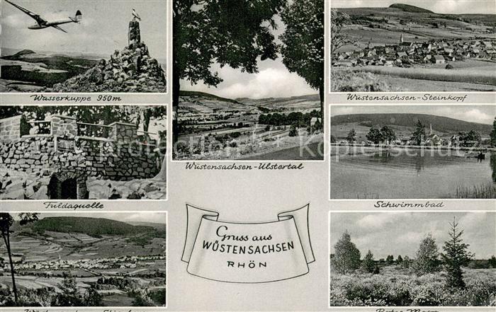 Wuestensachsen Wasserkuppe Fliegerdenkmal Segelflugzeug Panorama Ulstertal Stein