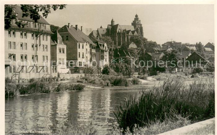 WETZLAR Lahn Hessen Uferpartie an der Lahn Blick zum Dom