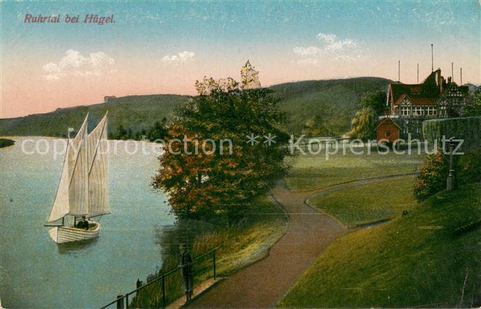 Huegel Essen Panorama Ruhrtal Segelboot