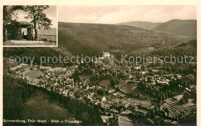 Schwarzburg Thueringer Wald Panorama Blick vom Trippstein Trippsteinhaeuschen