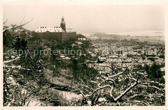 Rudolstadt Stadtpanorama mit Schloss im Winter