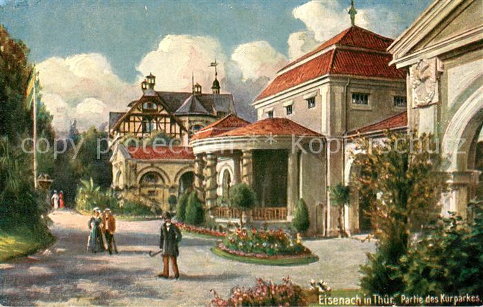 Eisenach Thueringen Partie im Kurpark Grossherzogin Karolinenquelle Kuenstlerkar